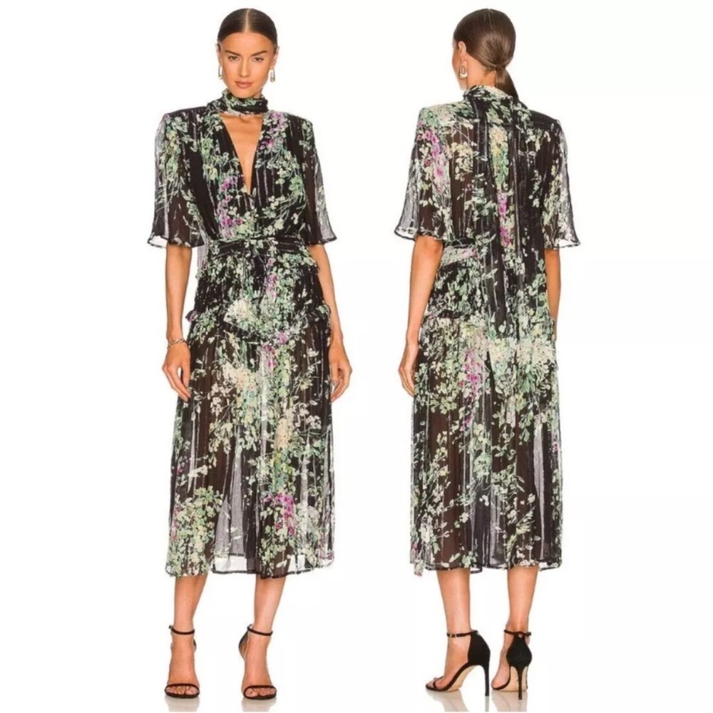 Sabina Musayev Lunetta Midi Dress Floral Retro